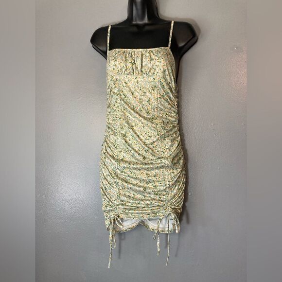 SHEIN green Drawstring Spaghetti Strap Mini Dress - Picture 1 of 4